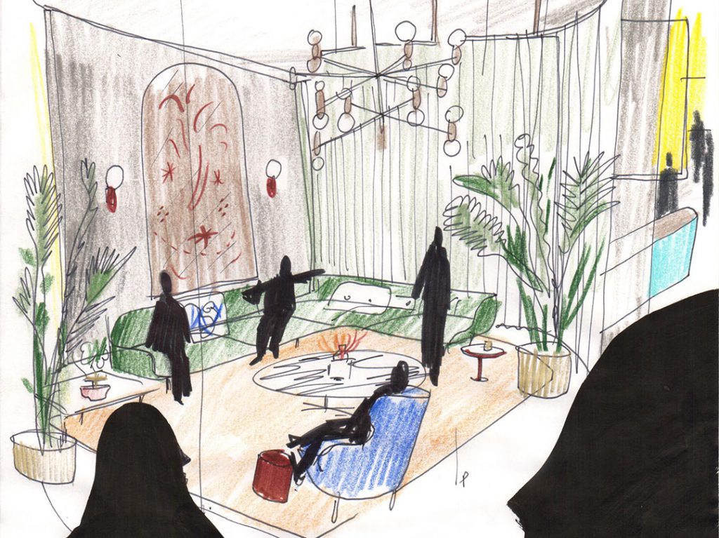 Fritz Hotel, esquisse de Jaime Hayon pour Fritz Hansen